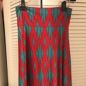 Medium Azure, teal & red, silky smooth, LulaRoe